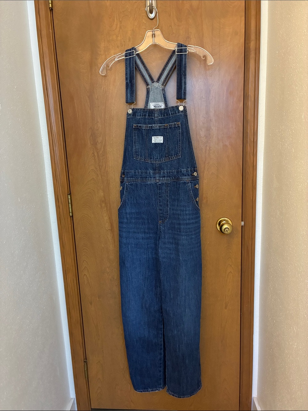 Women's Levi Strauss & Co Blue Denim Overalls with Adjustable Straps, size small